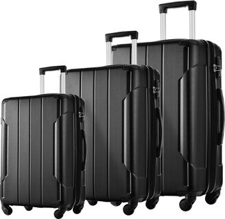 EDWINRAY Luggage Sets Lightweight Hardshell Suitcases with Spinner Wheels&TSA Lock, 3 Sets Expandable Luggage-AD