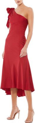 Womens One Shoulder Calf Midi Dress