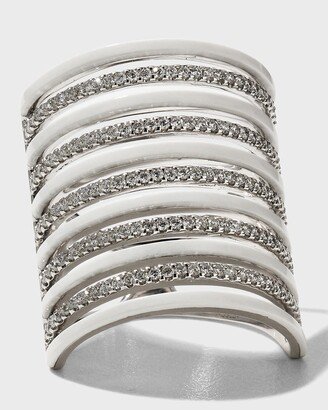 18k White Gold Diamond and White Ceramic Ring, Size 8