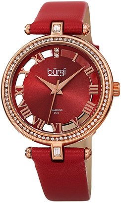 Women's Satin Over Leather Diamond Watch-AC