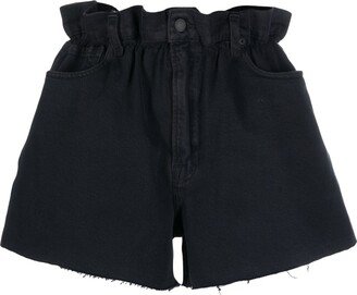 Black Paperbag Denim Shorts