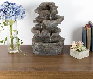 Pure Garden Tiered Stone Led Table Fountain