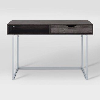 Auston Single Drawer Wood Grain Desk Gray