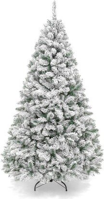 Best Choice Products Snow Flocked Christmas Tree, Premium Holiday Pine Branches, Foldable Metal Base