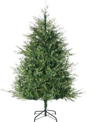 HOMCOM 6ft Artificial Christmas Tree Holiday Decoration with Auto Open, Steel Base, Wide Shape, Green