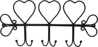 Triple Heart 18 in Length Black Hook Rail With 6 Hooks