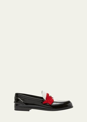 Donna Patent Red Sole Penny Loafers