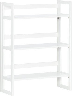 Solid Wood Stackable Folding Bookshelf White