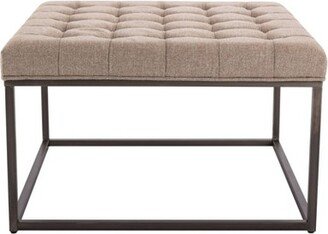 28 Square Button Tufted Metal Ottoman - WOVENBYRD