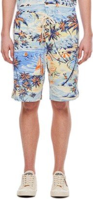 Palm Tree Printed Drawstring Track Shorts