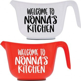 Welcome To Nonna's Kitchen, Mother's Day Gift, Personalized Housewarming Custom Plastic Mixing Bowl With Handle & Spout