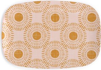 Serving Platters: Sunburst - Pale Pink And Burnt Orange Serving Platter, Pink