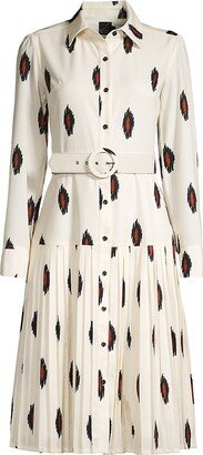 Undra Celeste Belted Tribal Dot Shirtdress