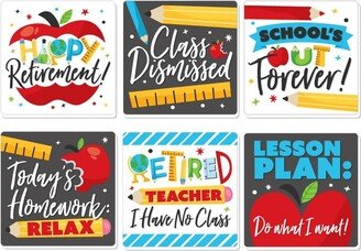 Big Dot of Happiness Teacher Retirement - Funny Happy Retirement Party Decorations - Drink Coasters - Set of 6