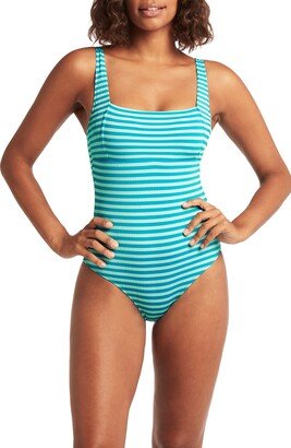 Stripe Underwire One-Piece Swimsuit