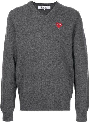 V-neck knitted heart jumper