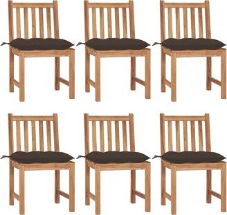 Patio Chairs 6 pcs with Cushions Solid Teak Wood - 19.7'' x 20.9'' x 35.4''-AA