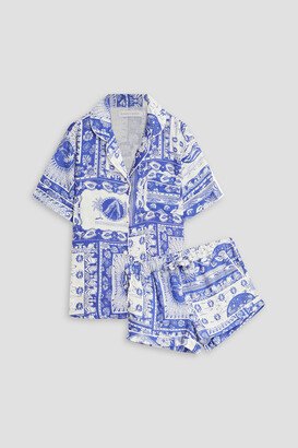 Printed linen pajama set-AA