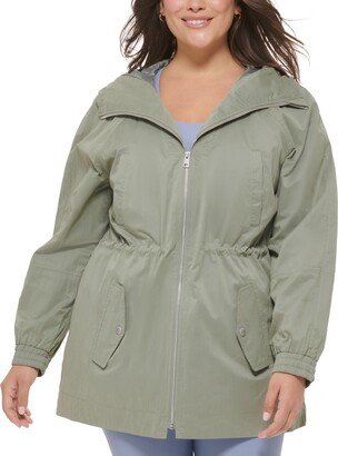 Plus Size Zip-Front Long-Sleeve Hooded Parka