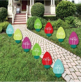 Big Dot of Happiness Christmas Light Bulbs - Lawn Decorations - Outdoor Holiday Party Yard Decorations - 10 Piece