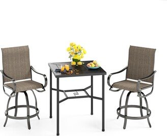 Cocam 3/5-Piece Patio Bar Stool Set of Metal Coffee Table & Textilene Swivel High Bar Stools