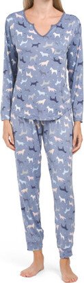 TJMAXX Dogs Split V-Neck Pajama Set For Women