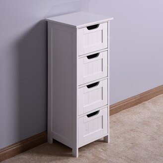 White Bathroom Storage Cabinet, Freestanding Office Cabinet with Drawers