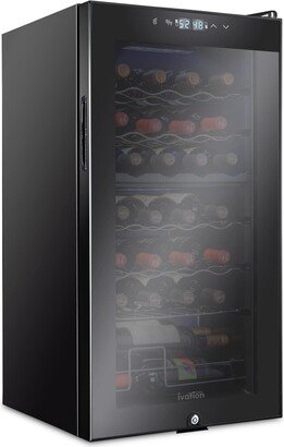 Freestanding Wine Refrigerator, 28 Bottle Wine Cooler