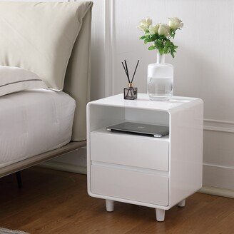 Home Solution Modern 2-Drawer Nightstand with Open Shelf and Sensor Light