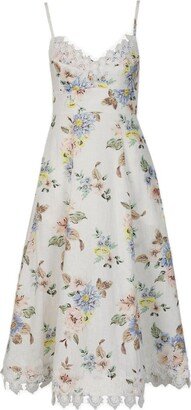 Floral Printed Picnic Midi Dress