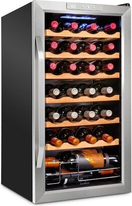 28-Bottle Compressor Freestanding Wine Cooler Refrigerator - Stainless Steel