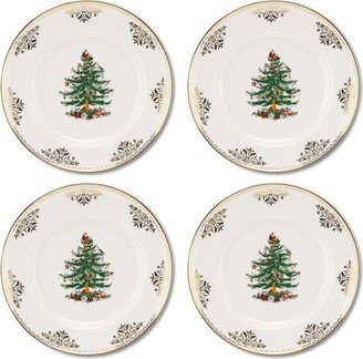 Christmas Tree Gold Collection Dinner Plates, Set of 4