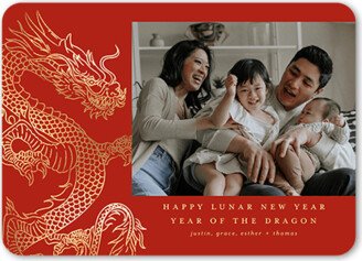 Lunar New Year Cards: Dragon New Year Lunar New Year Card, Red, 5X7, Matte, Signature Smooth Cardstock, Rounded