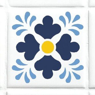 Talavera Flower Wall Stencil | Tile Floor Patio Furniture Porch Concrete Drawing Oak Lane Studio