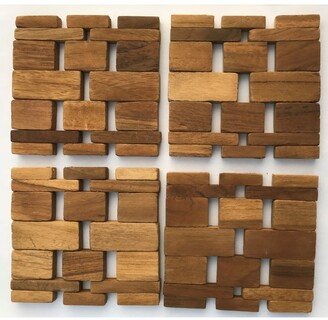 Teak Coasters, Set Of 4