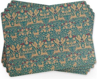 Traditional Christmas Green Cork-Backed Board Placemats, Set of 415.7 x 11.7 Inch