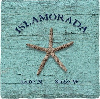 Islamorada Starfish Blue Latitude Longitude Drink Coaster Set Oce3