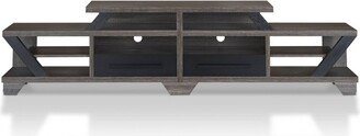 Harla Contemporary TV Stand for TVs up to 80 Distressed Gray/Black - HOMES: Inside + Out