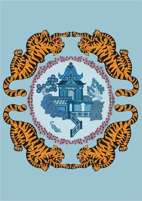 Abigail Hardie Home Tiger Chinoiserie Print In Blue