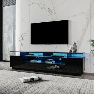 EDWINRAYLLC Luxury Adjustable LED TV Stand with Remote Control and Large Storage
