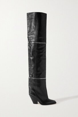 Lelodie Zip-embellished Leather Over-the-knee Boots - Black