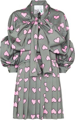 Pixel Hearts-Print Minidress