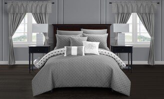 Liron 20 Piece Grey Comforter Set Reversible Bed in a Bag