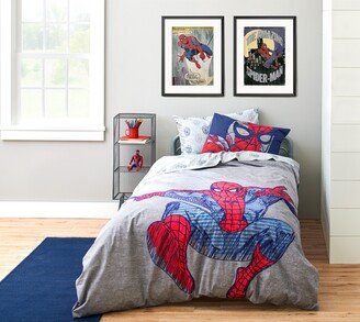 Saturday Park Marvel Spiderman Web Stripe 100% Organic Cotton Queen Bed Set