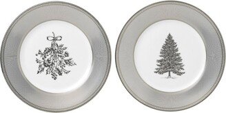 Set Of 2 Winter White Plates (20Cm)