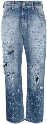 Kendal destroyed-effect wide-leg jeans