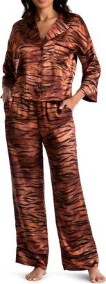 Tiger Print Satin Pajamas