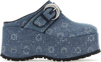 Regenerated Platform Denim Monogram Clogs