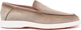 Apron-Toe Suede Loafers