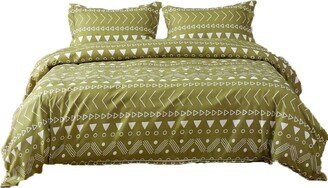 Sage Queen Microfiber 1400 Thread Count Machine Washable Duvet Cover Set